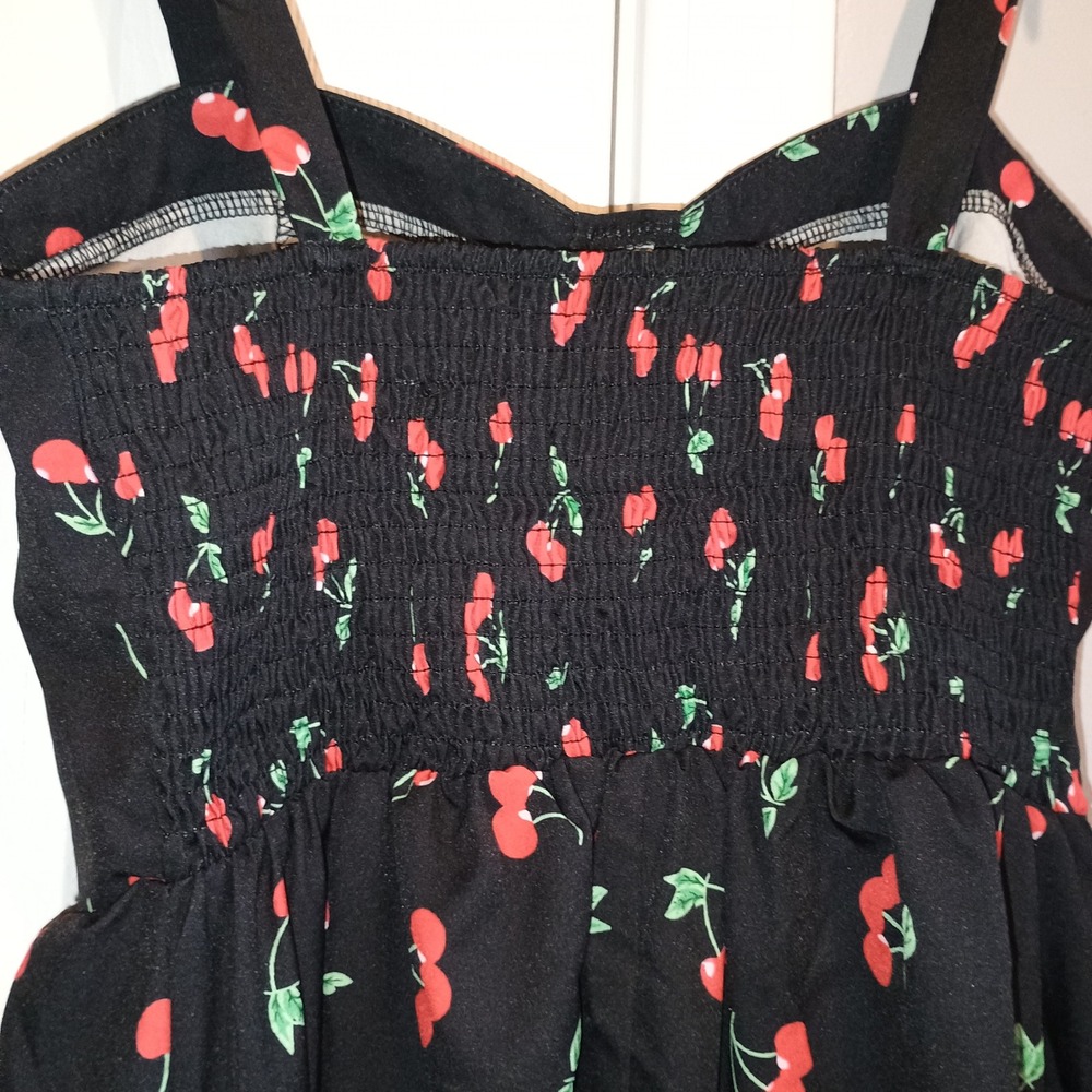 Cherry Print Dress Tie Strap Fit & Flare Mini Sundress‎ Summer Sweetheart - Picture 9 of 12
